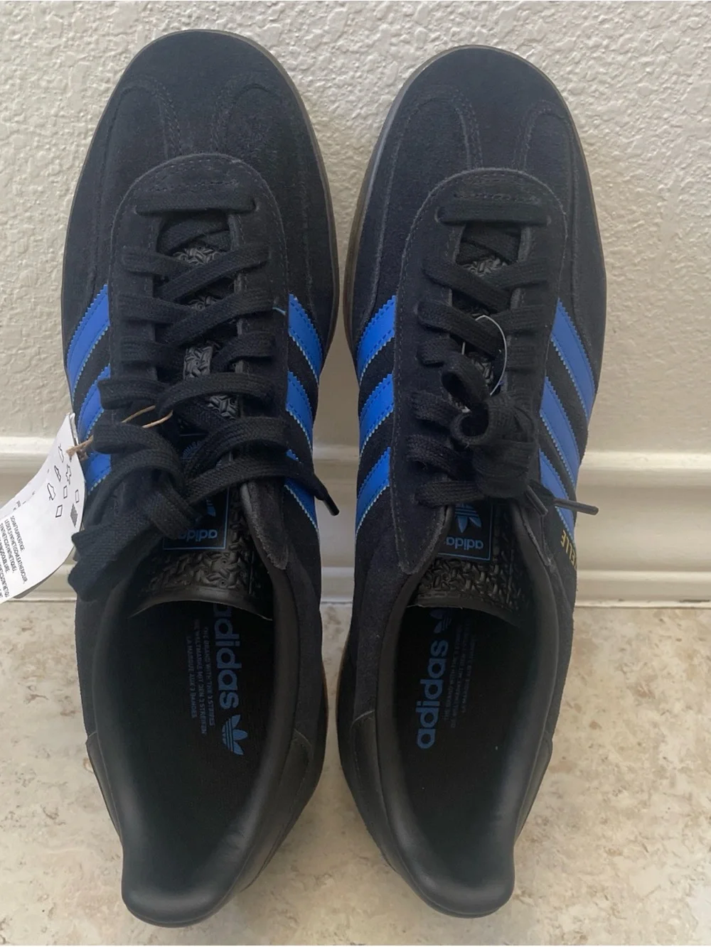 Adidas Men’s Gazelle Indoor Style JQ2692 Sz 12 Core Black Blue/Gum Sneakers